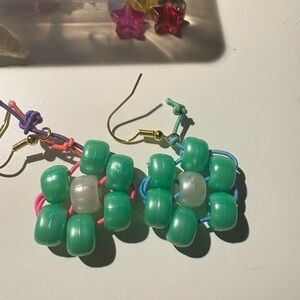 Colorful Beaded Flower Earrings